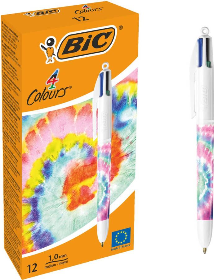Bic 4 Colours Decors balpen Botanical Universe medium doos van 12 stuks