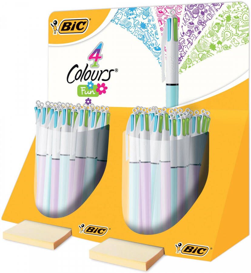 Bic 4 Colours Fun balpen 0 32 mm 4 pastel inktkleuren display van 40 stuks