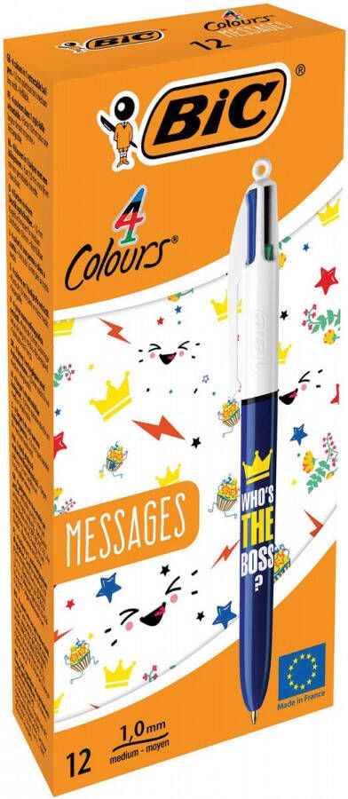 Bic 4 Colours Messages balpen 0 32 mm 4 klassieke inktkleuren doos van 12 stuks