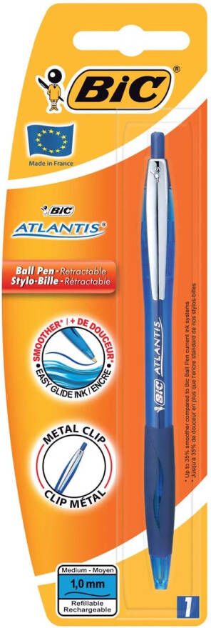Bic balpen Atlantis Soft 1 mm blauw op blister