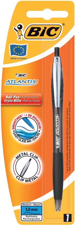 Bic balpen Atlantis Soft 1 mm zwart op blister