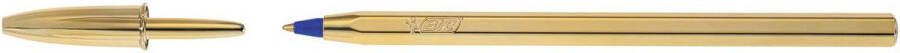 Bic balpen Cristal Medium gouden lichaam blauwe inkt doos van 20 stuks