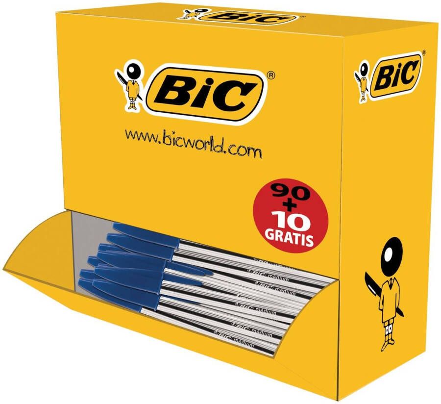 Bic balpen Cristal Medium voordeelpak 90 + 10 gratis blauw