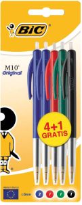 Bic balpen M10 blister 4 + 1 gratis in geassorteerde kleuren