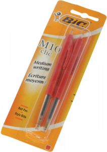 Bic balpen M10 Clic op blister medium punt rood