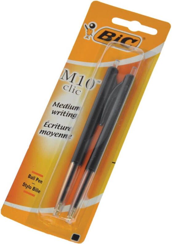 Bic balpen M10 Clic op blister medium punt zwart