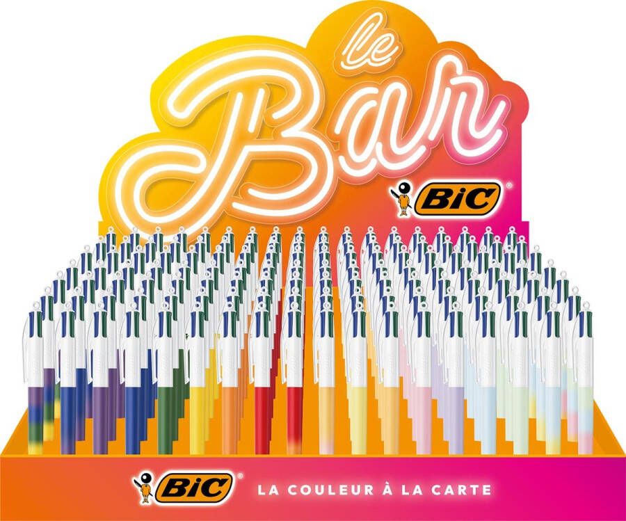 Bic Colours BAR 4-kleurenbalpen geassorteerde kleuren display van 216 stuks