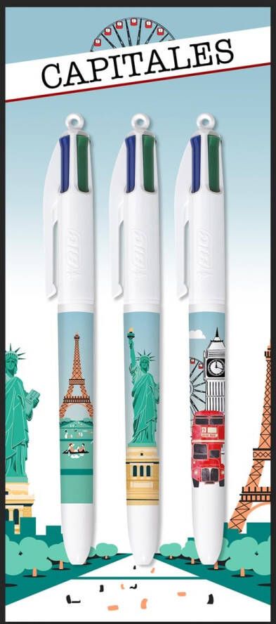 Bic Colours Décor Limited Edition 4-kleurenbalpen medium klassieke inktkleuren diverse motieven
