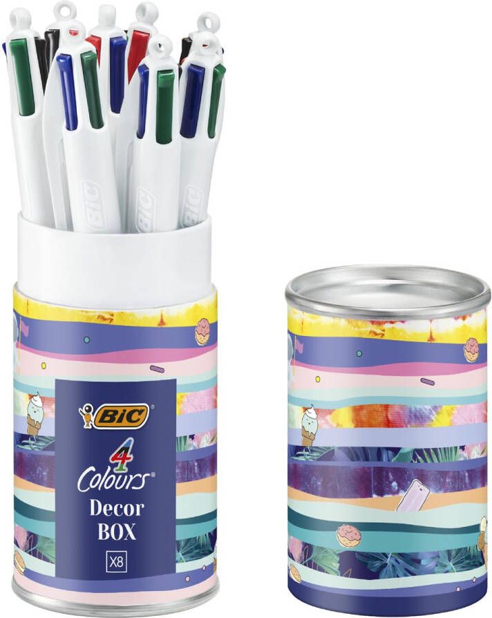 Bic Colours Decors 4-kleurenbalpen medium klassieke inktkleuren doos van 8 stuks