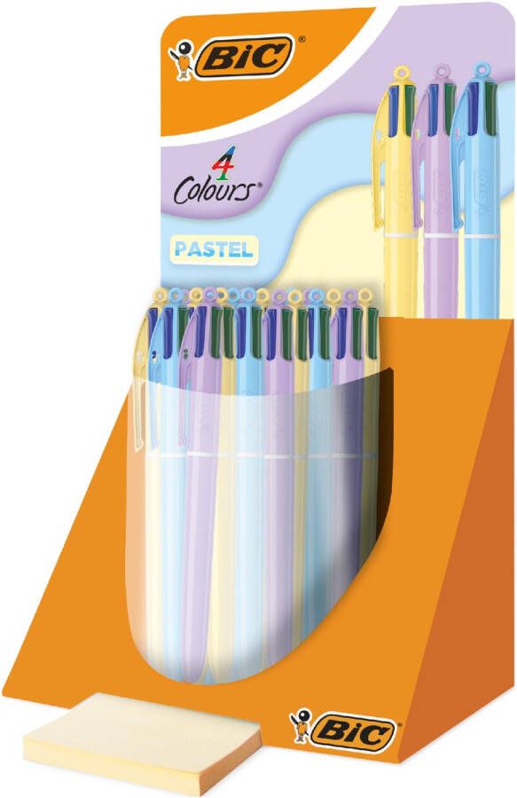 Bic Colours Pastel 4-kleurenbalpen medium klassieke inktkleuren display van 30 stuks