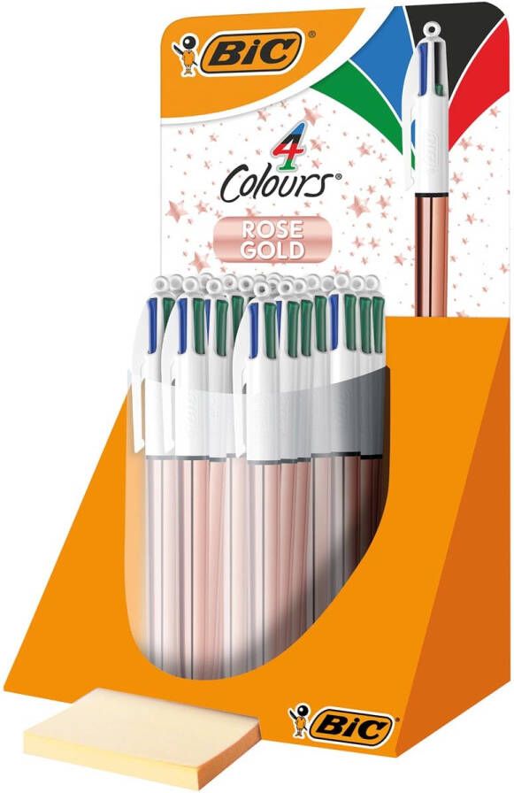 Bic Colours Rose Gold 4-kleurenbalpen medium klassieke inktkleuren display van 20 stuks