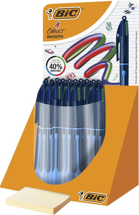 Bic Colours Smooth Drop 4-kleurenbalpen medium display van 30 stuks