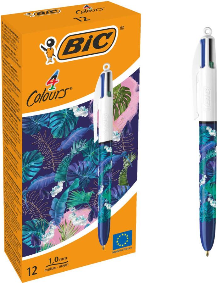 Bic Colours Tie Dye 4-kleurenbalpen medium klassieke inktkleuren doos van 12 stuks