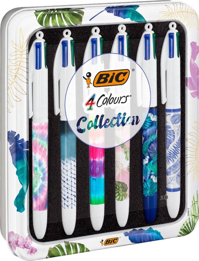 Bic Colours Tie Dye 4-kleurenbalpen medium klassieke inktkleuren doos van 6 stuks