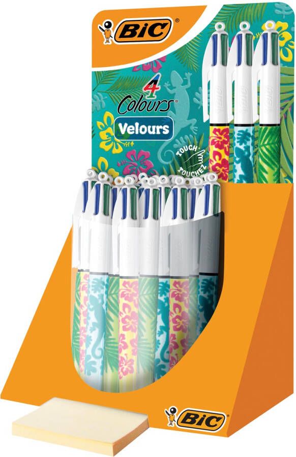 Bic Colours Velours 4-kleurenbalpen medium klassieke inktkleuren display van 30 stuks
