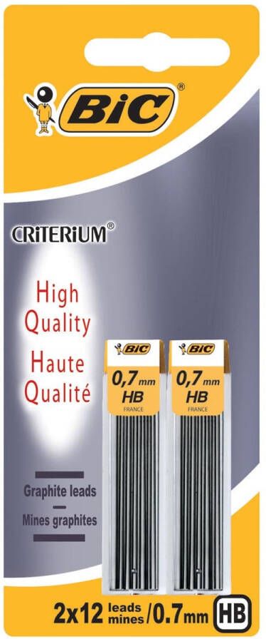 Bic Criterium potloodstiften 0 7 mm HB blister van 2 etuis van 12 stuks
