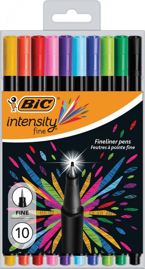 Bic fineliner Intensity fijn etui van 10 stuks in geassorteerde kleuren