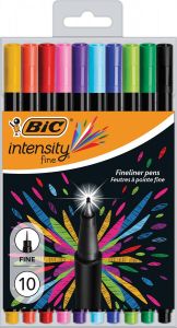 Bic fineliner Intensity fijn etui van 10 stuks in geassorteerde kleuren
