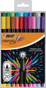 Bic fineliner Intensity fijn etui van 20 stuks in geassorteerde kleuren