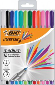 Bic fineliner Intensity medium etui van 12 stuks in geassorteerde kleuren