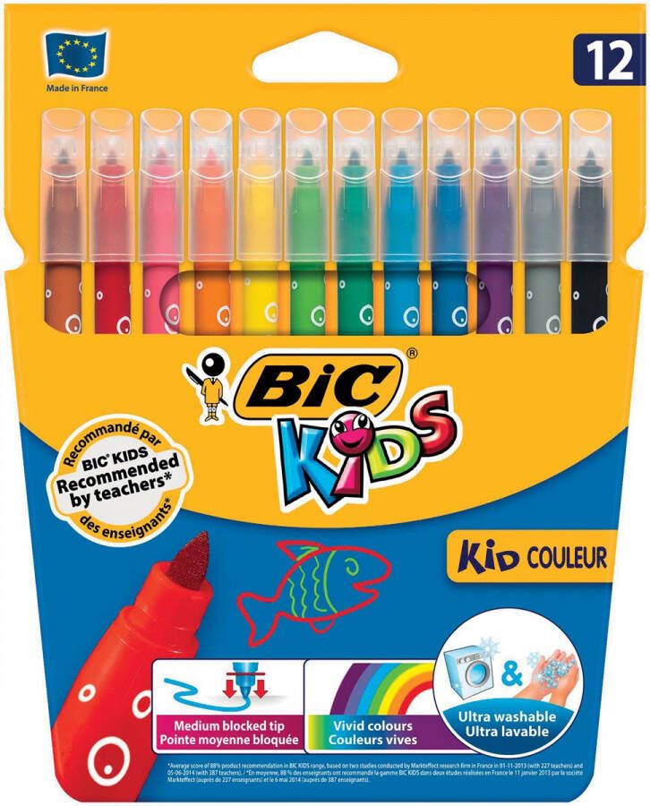 Bickids Kleurstift Bic Kids Ecolutions Visacolor XL ass medium etuiÃƒ 12st