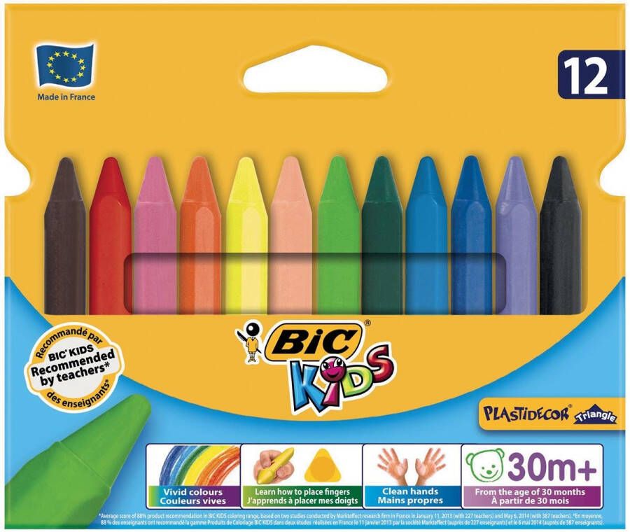 Bickids Kleurkrijt 857 Plastidecor triangel assorti etuià 12st