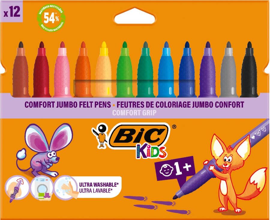 Bic Kids Comfort Jumbo viltstiften etui van 12 stuks