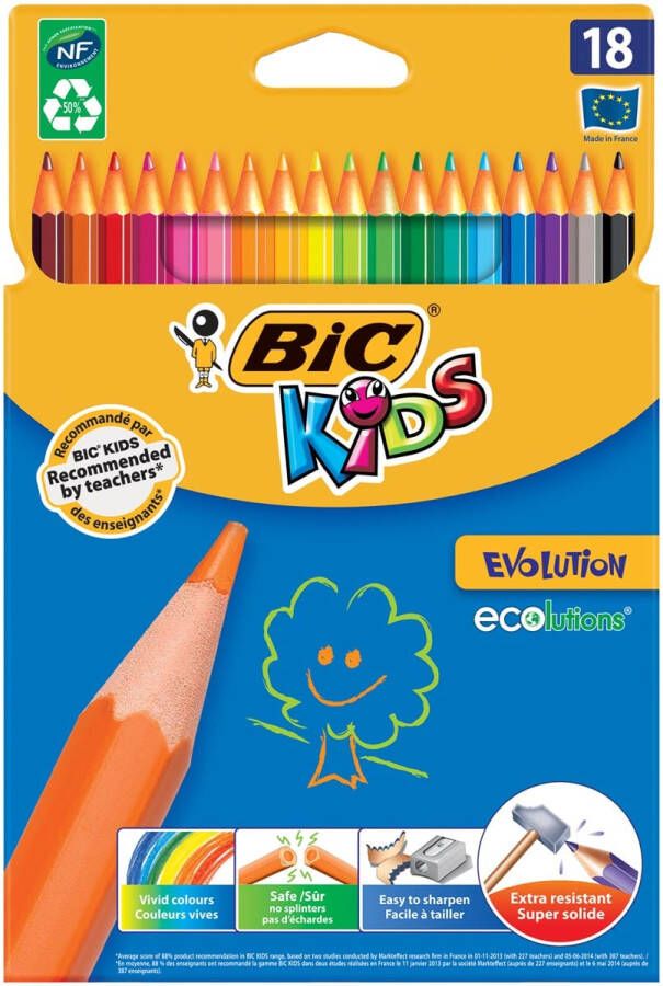 Kleurpotlood Bic kids ecolutions evolution 18 potloden in kartonnen doos