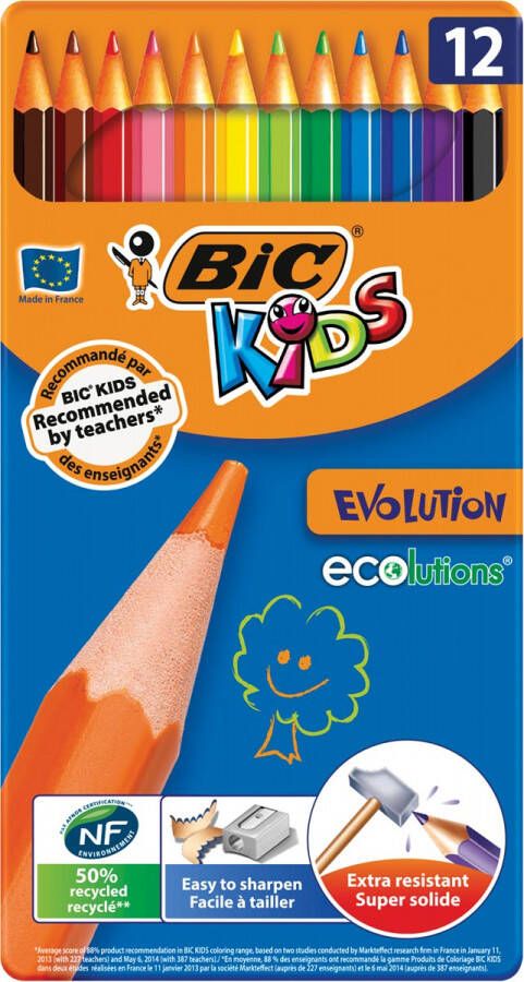 Bic Kids kleurpotlood Ecolutions Evolution metalen doos van 12 stuks