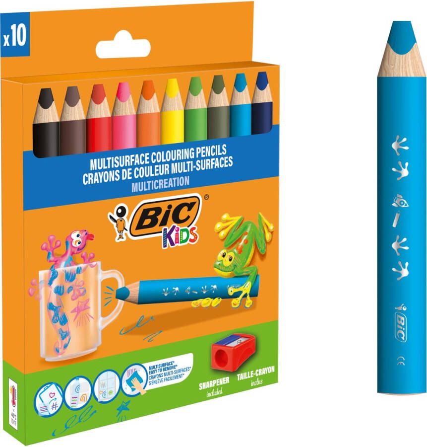Bic Kids kleurpotlood Multisurface assorti etui van 10 stuks + slijper
