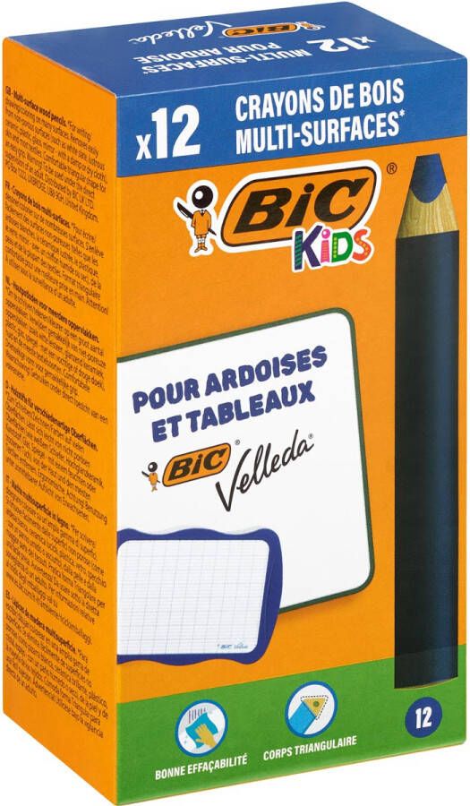 Bic Kids potlood voor whiteboards Multisurface blauw doos van 12 stuks