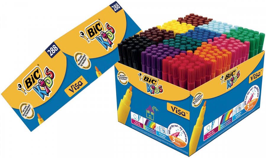 Bickids Kleurstift Bic Kids Ecolutions Visacolor Schoolbox 288 stuks assorti