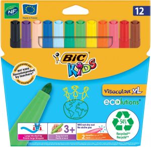 Bic Kids Viltstift Visacolor XL Ecolutions 12 stiften in een kartonnen etui