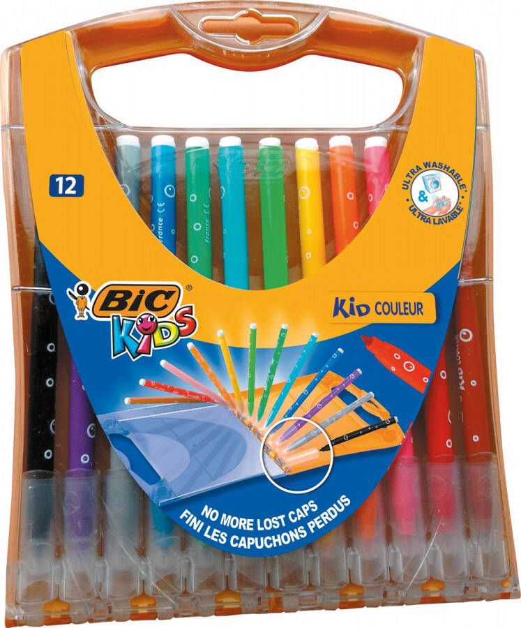 Bic Kids viltstiften Kid Couleur Rainbow Case met 12 viltstiften in geassorteerde kleuren