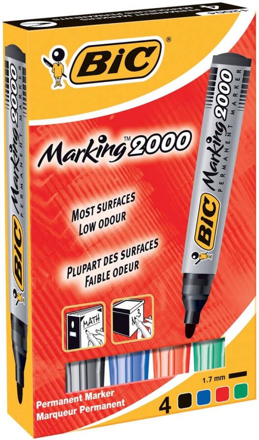 Bic Ecolutions Viltstift Bic 2000 ecolutions rond large assorti doos Ã  4 stuks