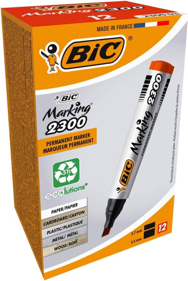 Bic permanent marker Marking 2300 ECOlutions rood doos van 12 stuks
