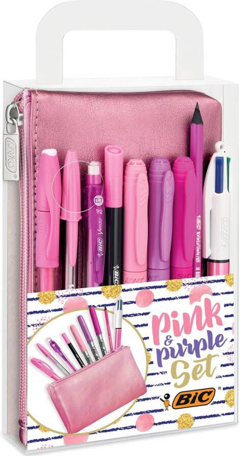 Bic Pink &amp Purple schrijfset 8 delig