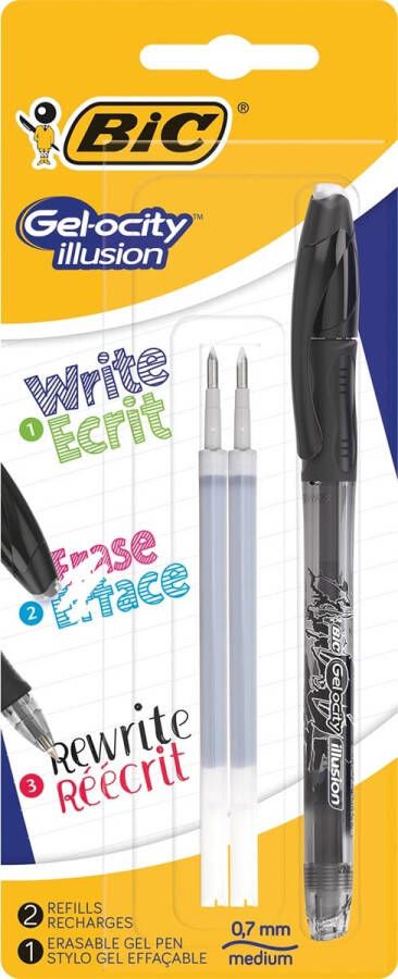 Bic roller Gel-ocity Illusion zwart blister met 1 stuk en 2 vullingen