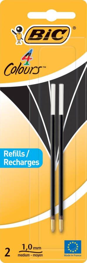 Bic vulling voor balpen 4 Colours Medium blister met 2 stuks zwart