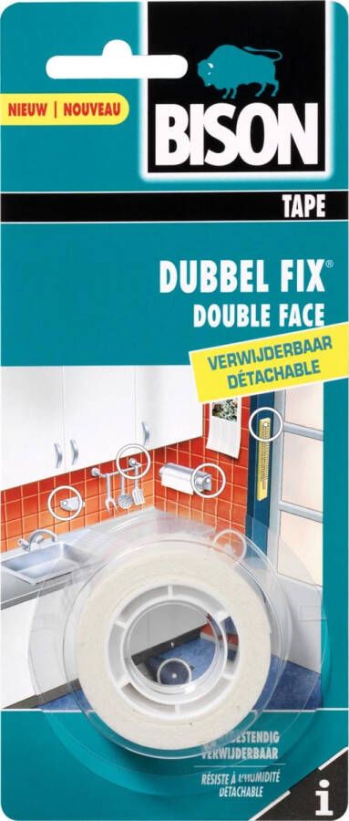 Bison dubbelzijdige plakband voor binnen verwijderbaar ft 19 mm x 1 5 m