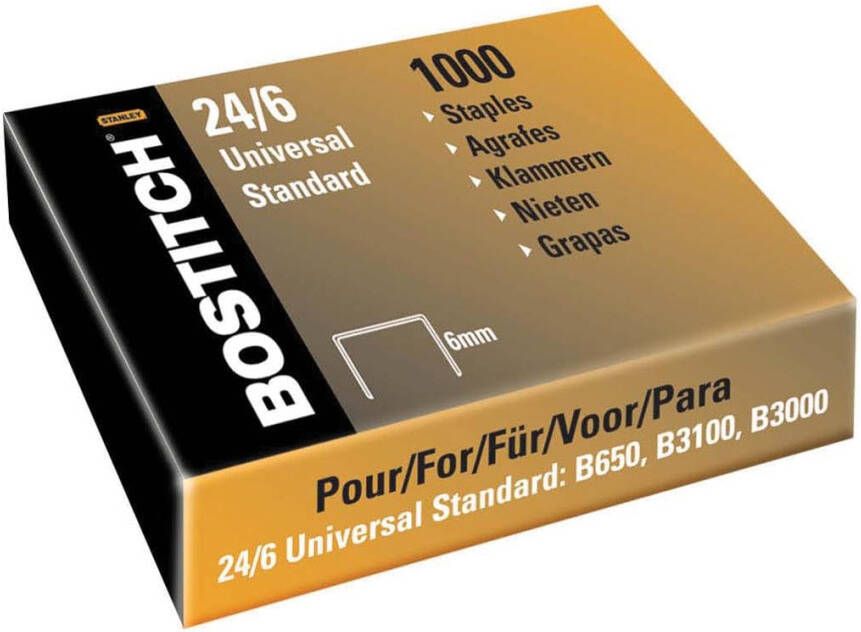 Bostitch nietjes 24-6-5MGAL (6 mm) koperkleurig voor B440F B660 B650 B3100 B202 B2500 B3000 B...