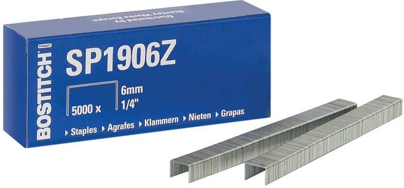 Bostitch Nieten SP1906Z staal 6mm rechte rug 5000 stuks