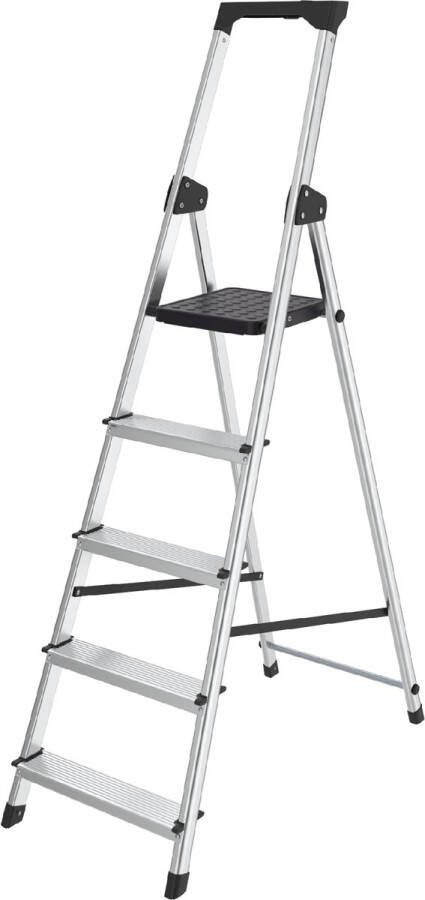 Brasq trapladder SL500 aluminium zilver 5 treden