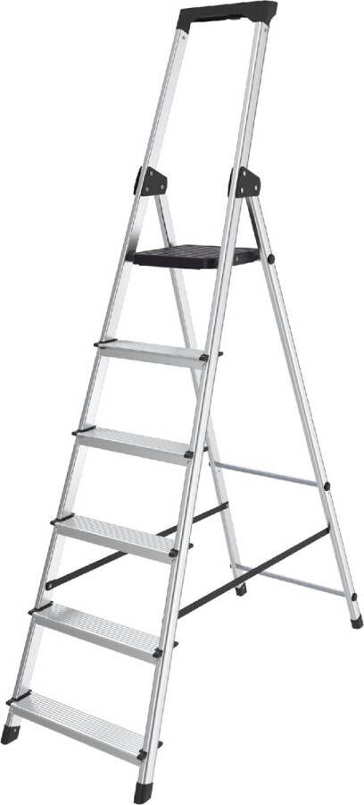 Brasq trapladder SL600 aluminium zilver 6 treden