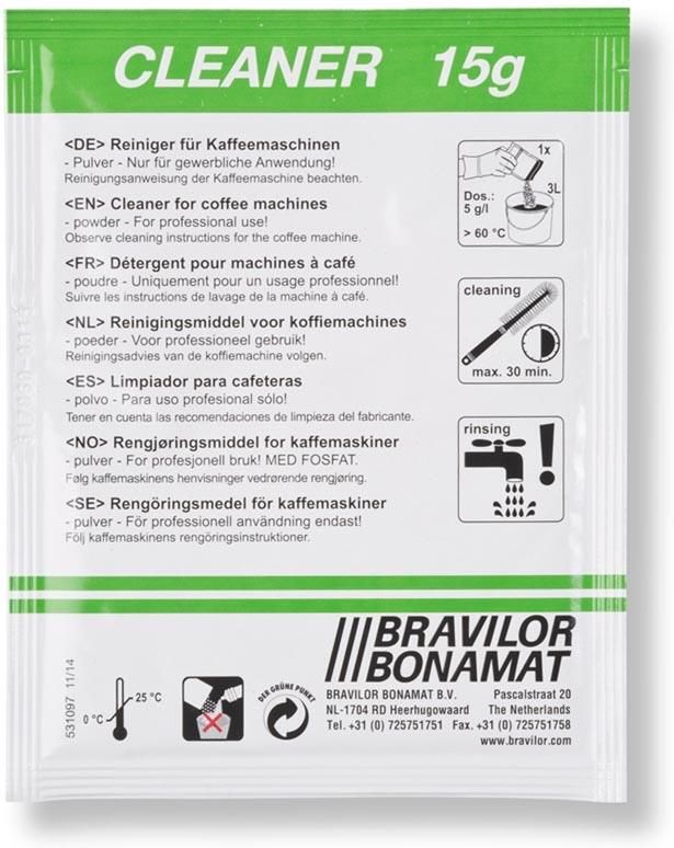 Bravilor Bonamat Cleaner reinigingsmiddel voor filterkoffiezetapparaten doos van 4 x 15 zakjes van 15 g