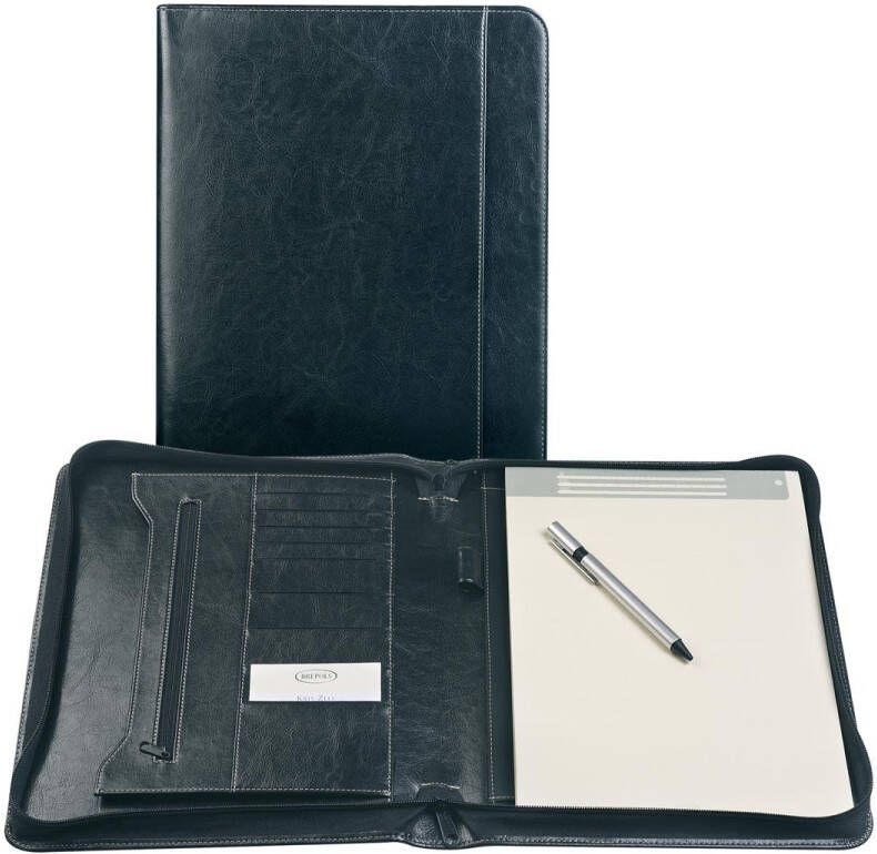 Brepols Schrijfmap Palermo luxe A4 met rits inclusief schrijfblok zwart - Foto 2