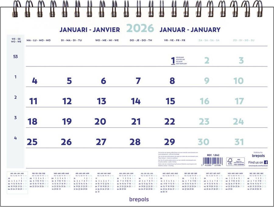 Brepols Maandkalender wire o binding 43 x 31 5 cm 4t. - Foto 2