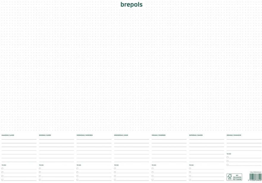 Brepols schrijfonderlegger met weekkalender ongedateerd