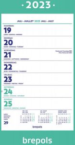 Brepols wand week kalender op schild 2023