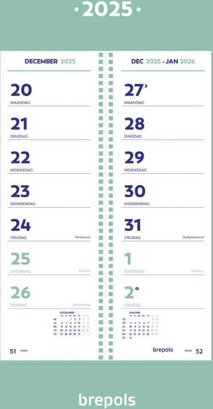 Brepols week omlegkalender op schild 2025